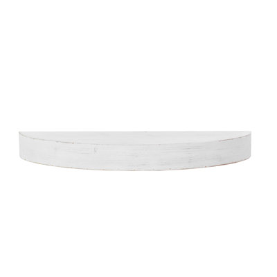 Grande tablette murale flottante ronde en bois ovale rustique - blanche