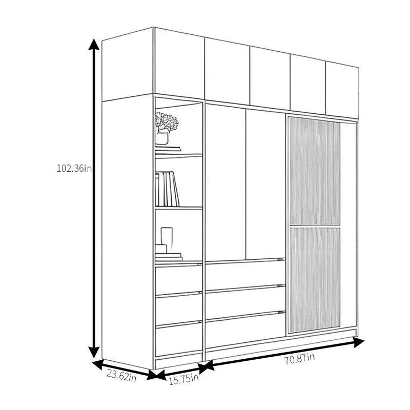 Garde-robe de luxe léger, H 102 po x l 86 po x P 24 po