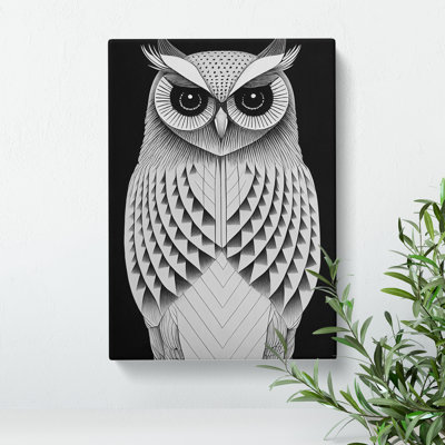 Owl In Monochrome No.5 - Wrapped Canvas