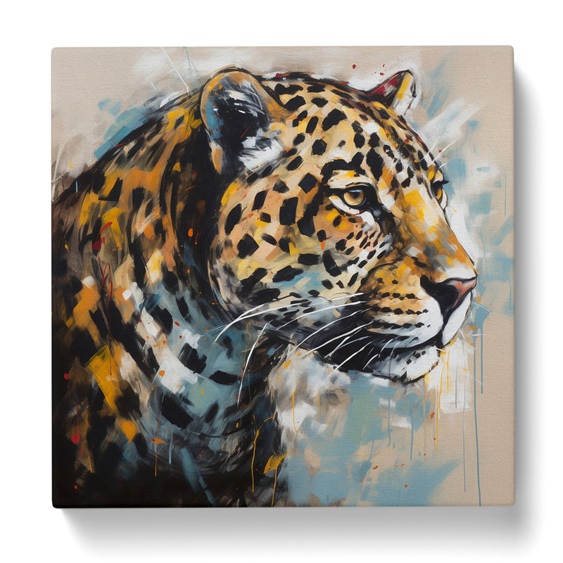 Leopard Gestural Art - Wrapped Canvas, 35cm H x 35cm W x 3cm D