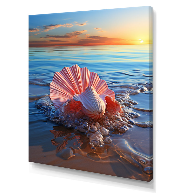 Impression sur toile Seashell Oceanic Elegance At Sunset II, Toile tendue, H 32 po x l 24 po x P 1 po