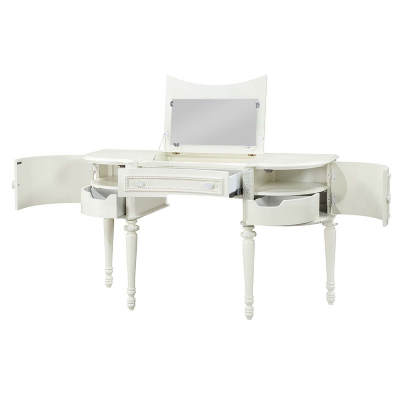 Dorothy Vanity Desk & Mirror, Ivory Finish