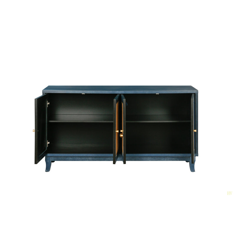 Panneaux de grain de qualité supérieure fabriqués à la main, armoire-buffet en rotin, armoire de rangement décorative avec 4 portes en rotin, armoire de rangement moderne avec tablettes réglables pour le salon