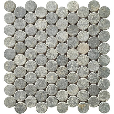 CNK Stone Grey Penny Round Marble Mosaic Tile