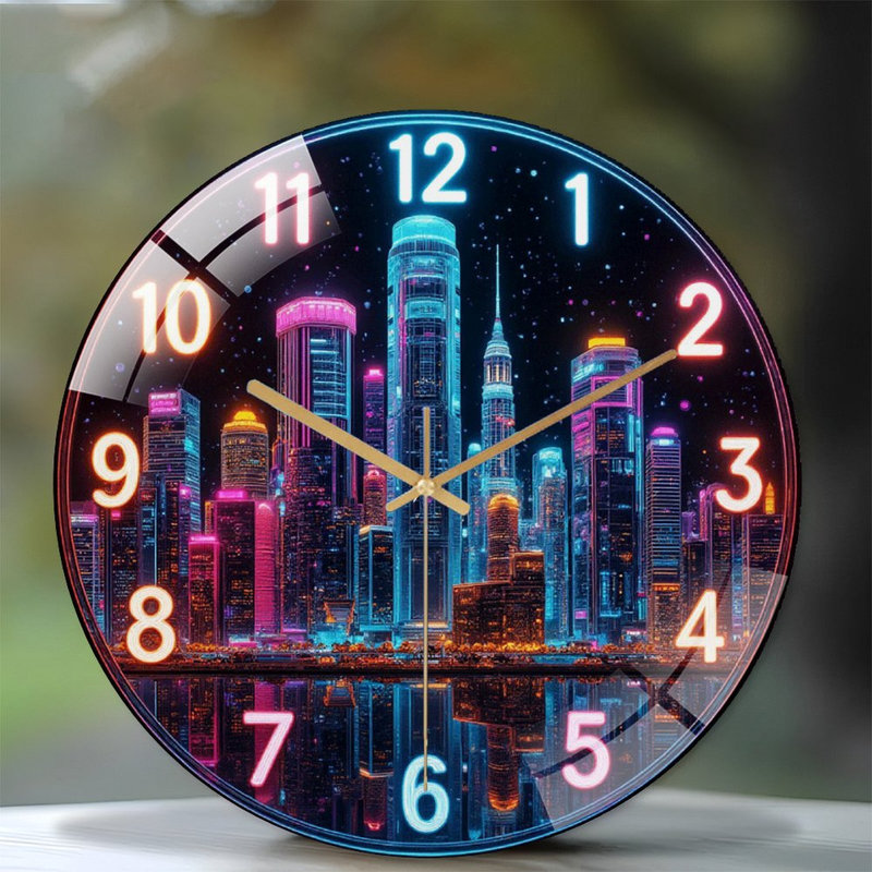 Horloge murale DEL avec horloge murale moderne en verre 12 po