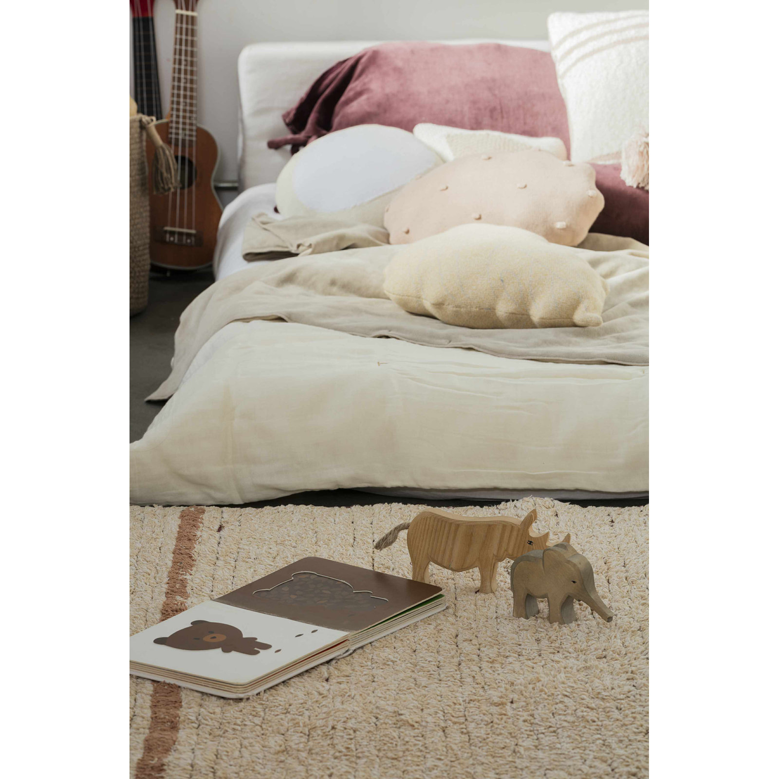 Reversible Washable Striped Area Rug, Rectangle 5'7" x 8'