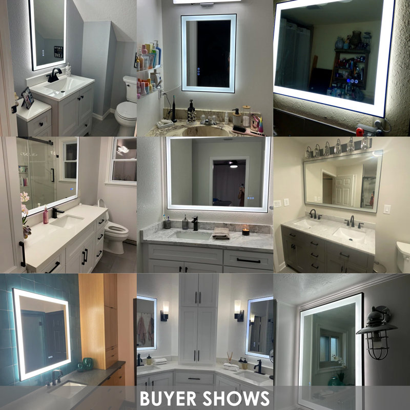 Dokes Black Framed  LED  Bathroom Vanity Mirror passed ETL, 60" x 36"
