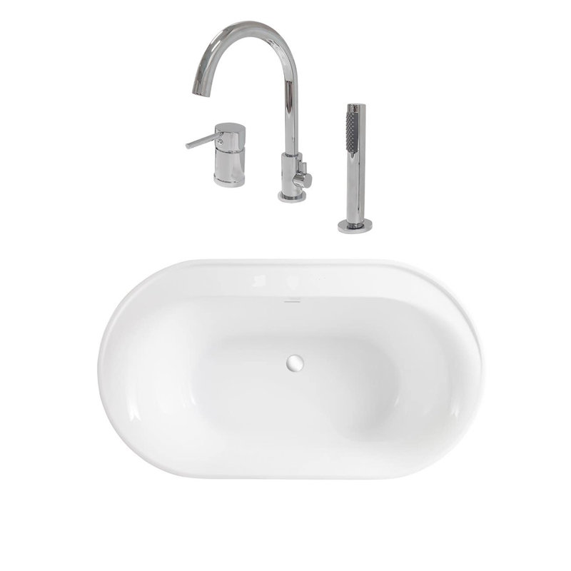 60'' x 32.50'' Soaking Acrylic Bathtub, Chrome