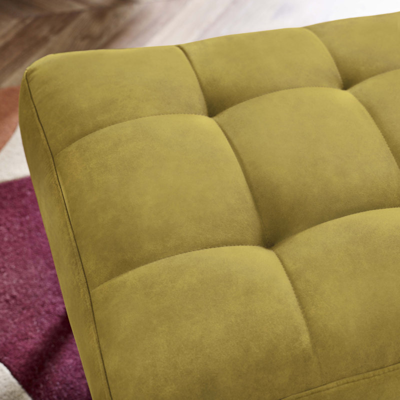 Jodi Velvet Footstool - Upholstered Modern Retro Fabric Stylish & Contemporary, Mustard