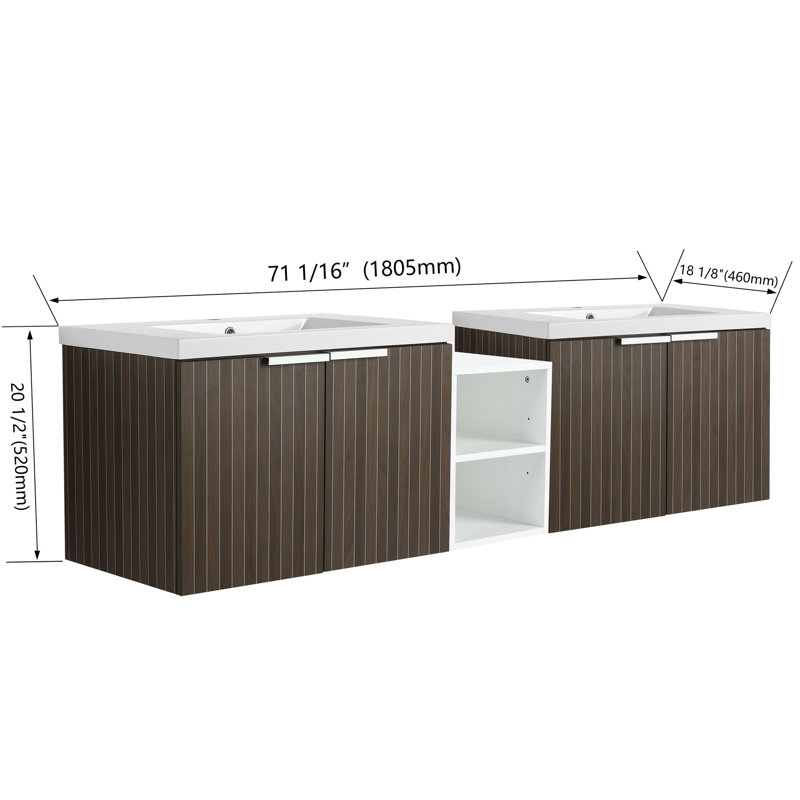 Meuble-lavabo 72 po à fermeture en douceur avec lavabo