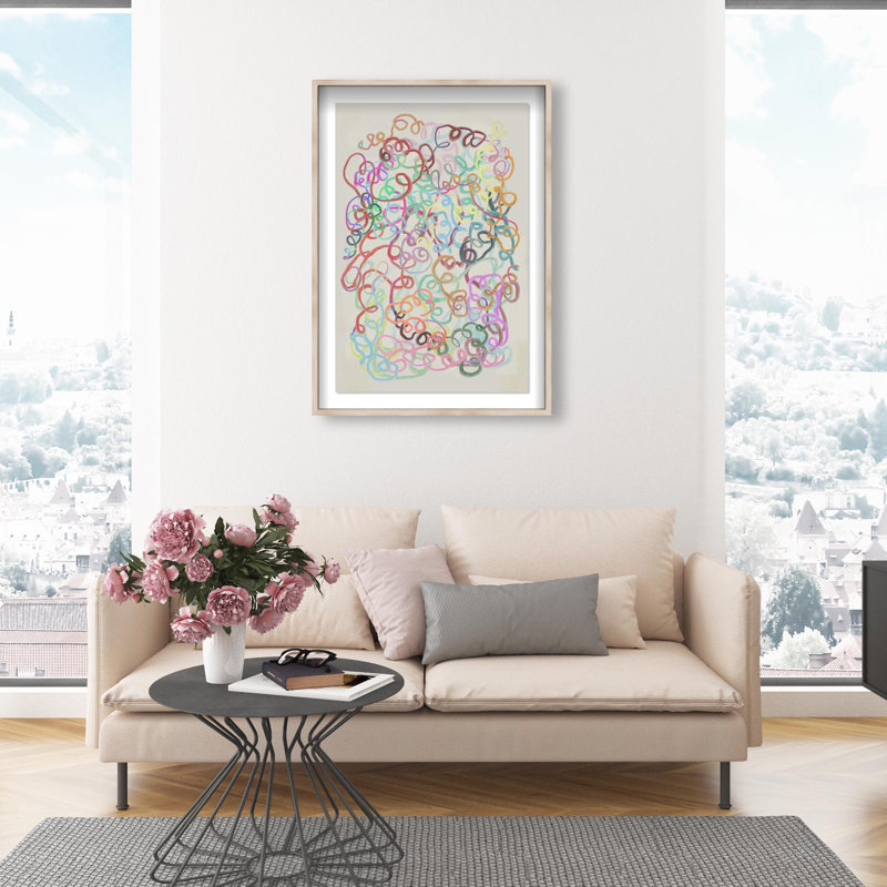 Oliver Gal Abstract Curls Abstract - Luxury Shadowbox Framed Wall Art, 47" H x 32" W, Cream
