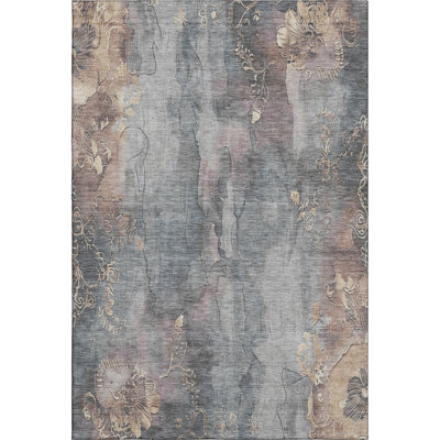 Premium Machine Washable Crestover AMF1869 Floral Rug
