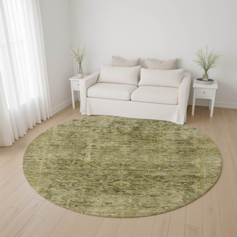 Premium Machine Washable Verlin AMF1773 Border Rug, Round 8'
