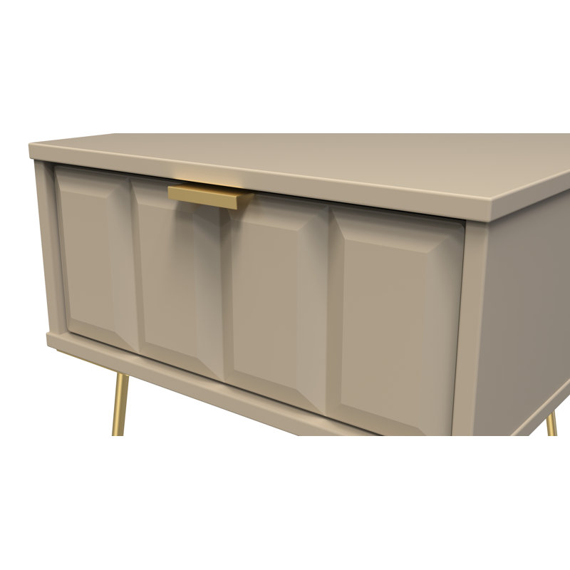 Allem 1 Drawer Bedside Cabinet (Ready Assembled), Mushroom Matt