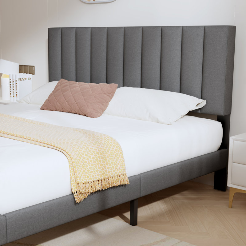 Modern Simple Colorful Upholstered Platform Bed Frame, Mattress Foundation With Wooden Slats, No Box Spring Required Frame For Solid Support