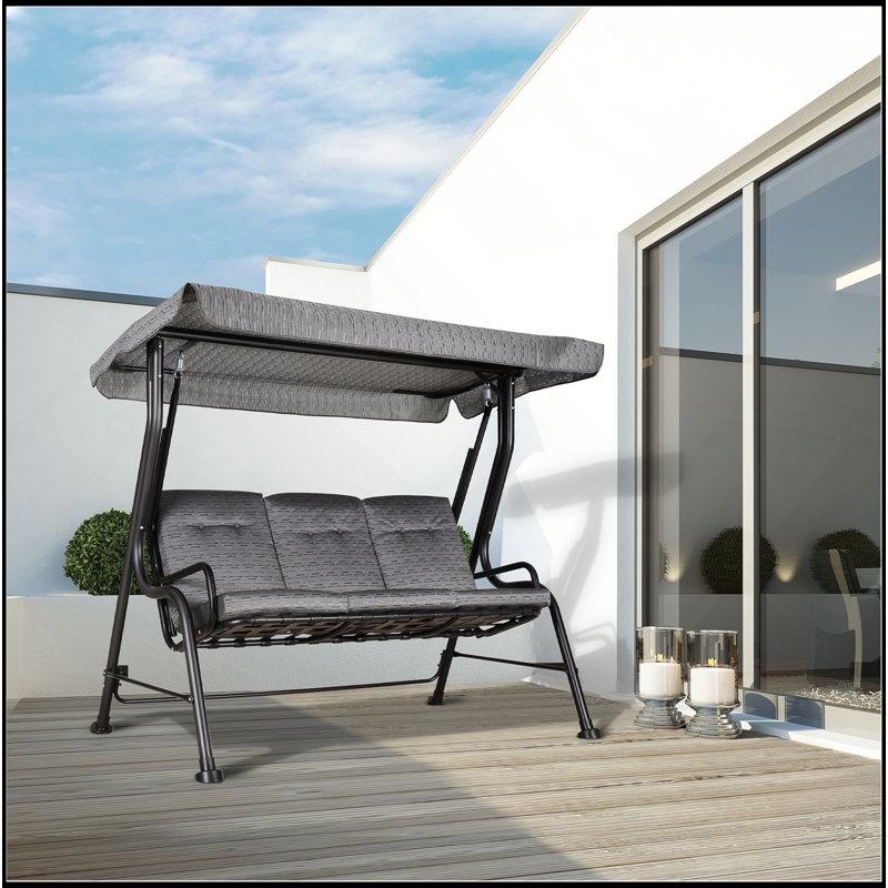 Balancelle d'extérieur 3 places avec auvent réglable et coussins confortables
