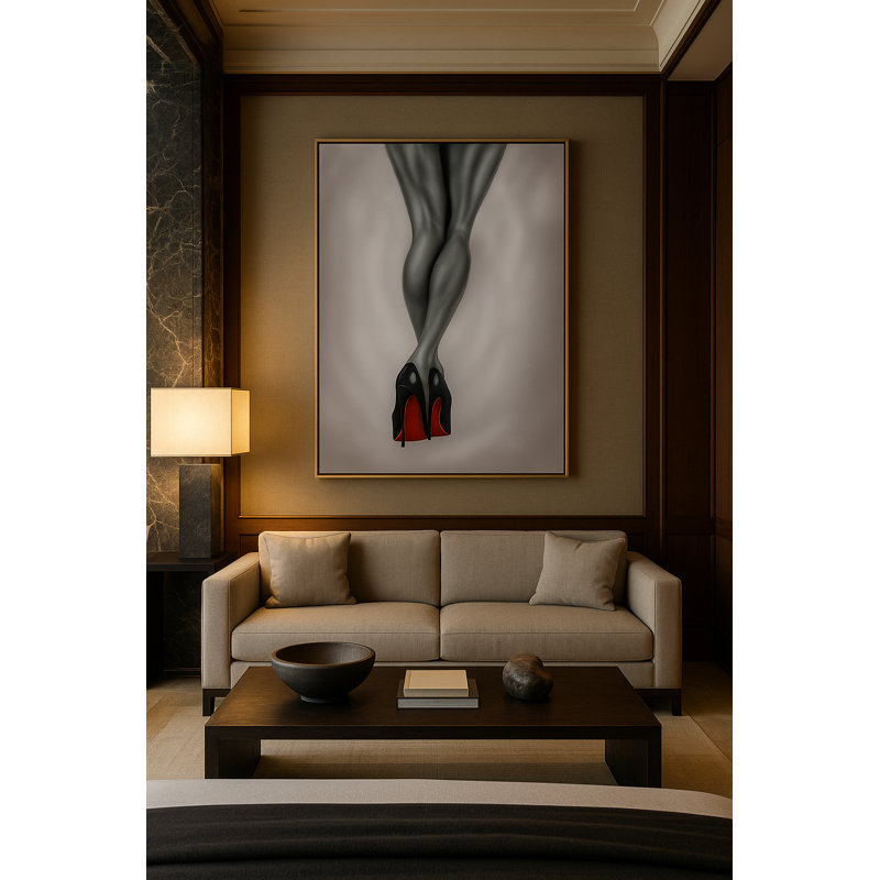 Red Sole Authority Framed Canvas Wall Art by Kasian Art Studio - Black Frame, White