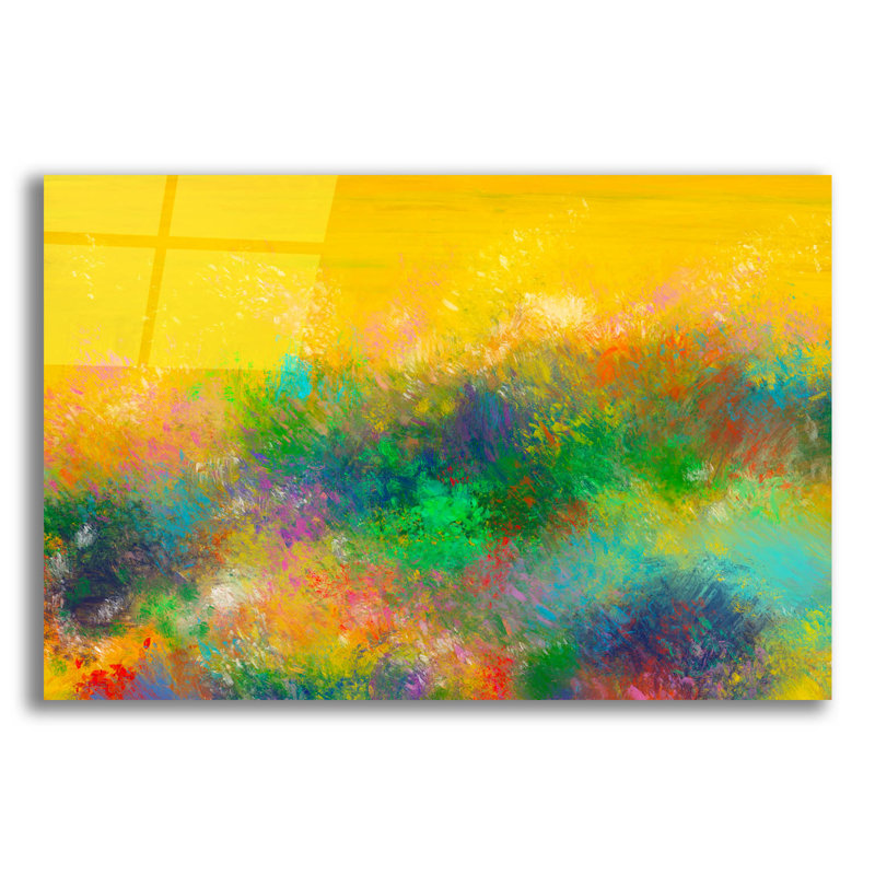 Art mural en verre épique «Le jardin de Van Gogh» par Cesare Bellassai, 24 po x 16 po, H 16 po x l 24 po