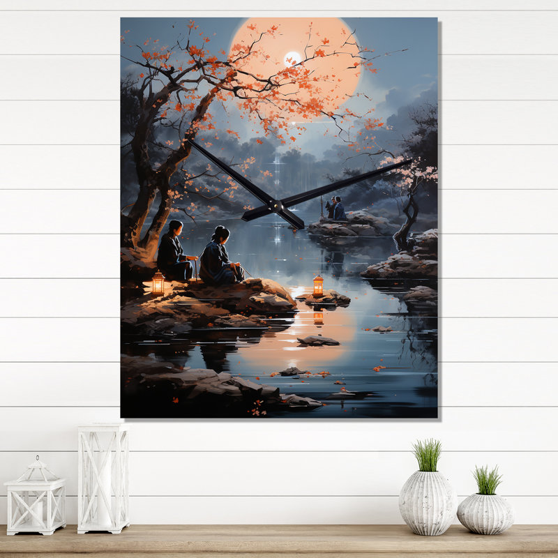 Madilynn - Horloge murale japonaise surdimensionnée, H 32 po x l 16 po x P 1 po