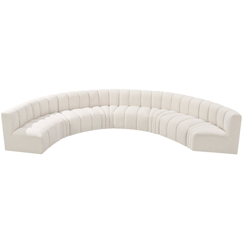 Hormachea Upholstered Curved Sectional Reversible, Cream Boucle Fabric