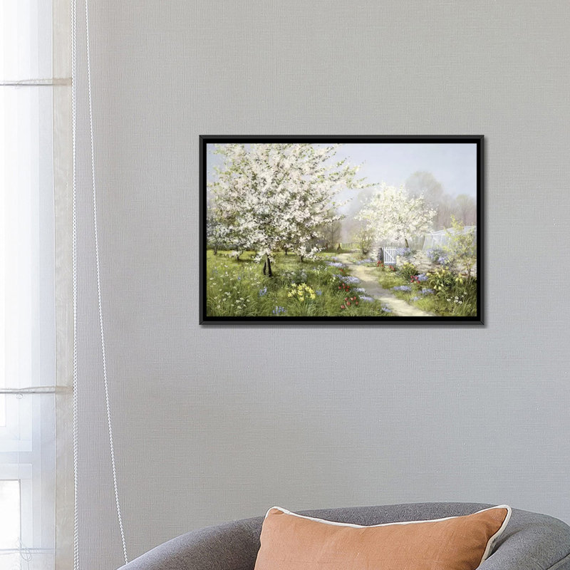 «Spring Blossoms», reproduction sur toile, H 18 po x l 26 po x p 1,5 po, Toile avec cadre noir, Pas de tapis