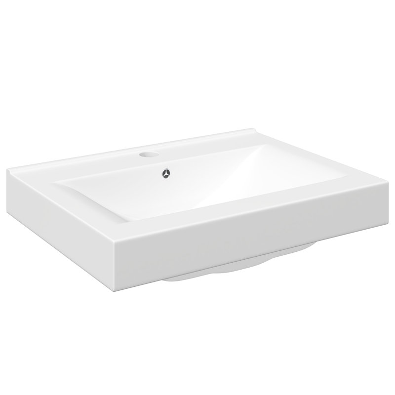 Ebern Designs Bralon Ceramic Rectangular Sink with Overflow, White