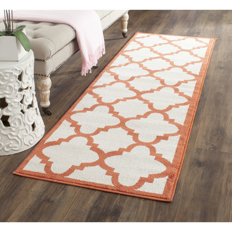 Ammundsen Geometric Beige/Orange Area Rug, Runner 2'3" x 7'
