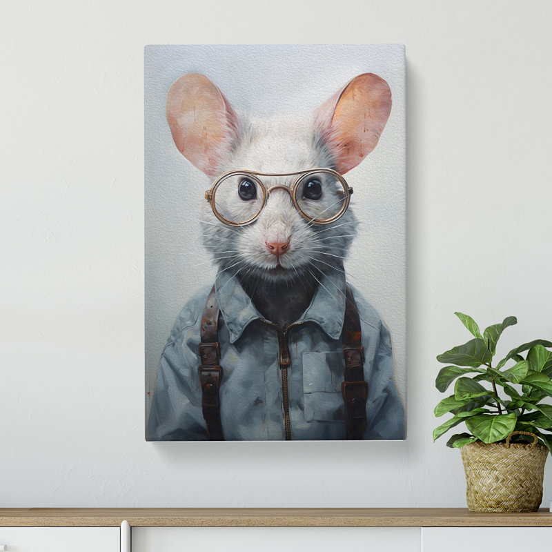 Mouse With Glasses - No Frame Print, 60cm H x 40cm W x 3cm D