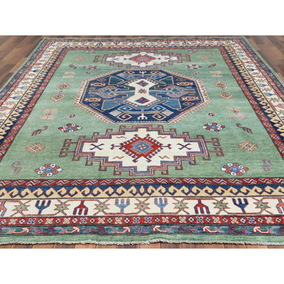 Tapis oriental vert en laine nouée à la main 8 pi x 10 pi 1 po B58F3FFA19BC4C14B015A5211318C65