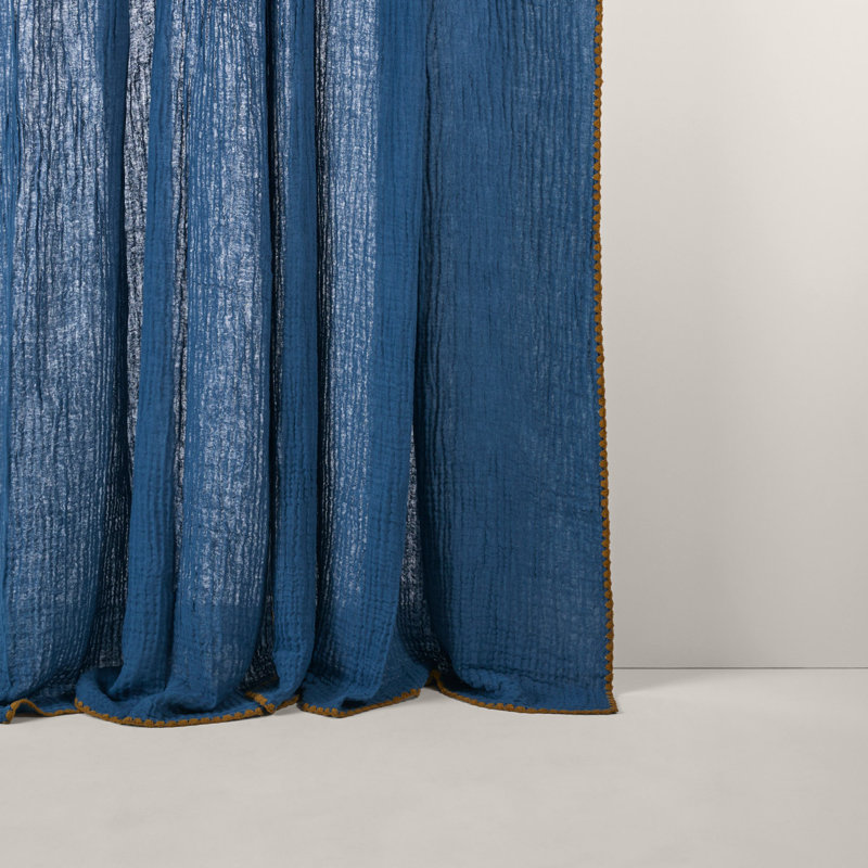 Cotton Blend Curtain Single Panel, 140 x 280cm, Blue