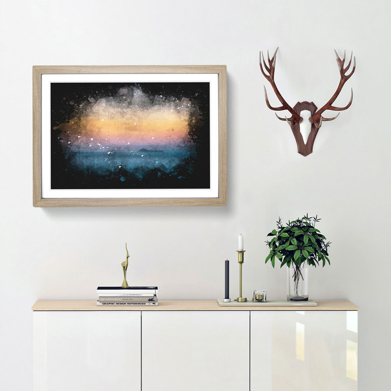 Beautiful Beach Paint Splash - Framed Print, Oak Framed, 62cm H x 87cm W x 2cm D