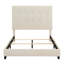 Grand lit plateforme tapissier capitonné beige
