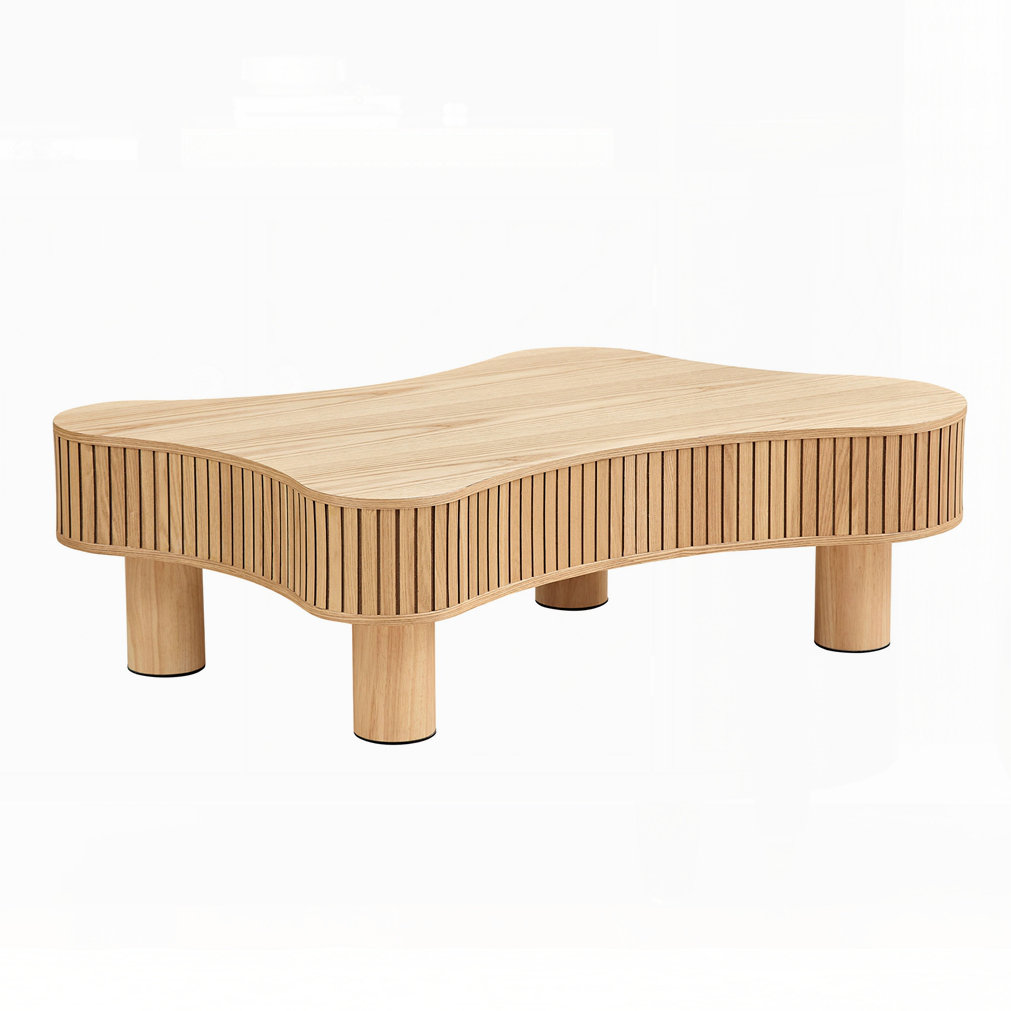 Latitude Run® 42.52 Inch Modern Wooden Handcraft Drum Coffee Table ...