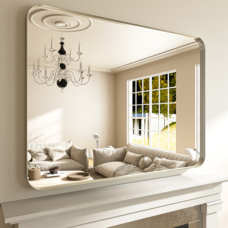 Nicolaos Metal Rectangle Mirror, Silver, 30" x 30"