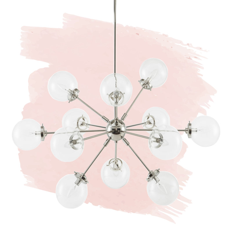Orrhaen 12-Light Chandelier with Oversized Globe Bulbs, Silver