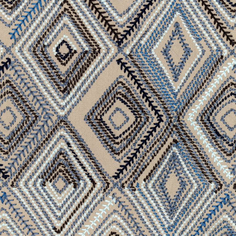 Breckenridge Bowen Embroidery Fabric, Denim
