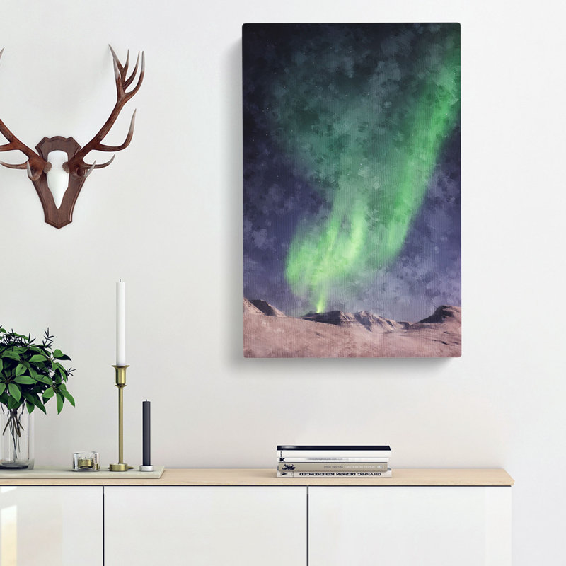 Northern Lights Aurora Borealis Abstract - Wrapped Canvas Print, 91cm H x 60cm W x 3cm D