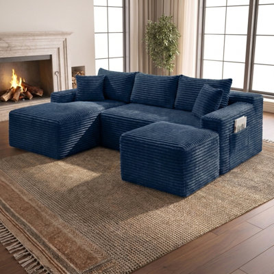 106.3" Low-Profile Modern U-Shaped Modular Sectional Sofa with Deep Seat, No Assembly Required