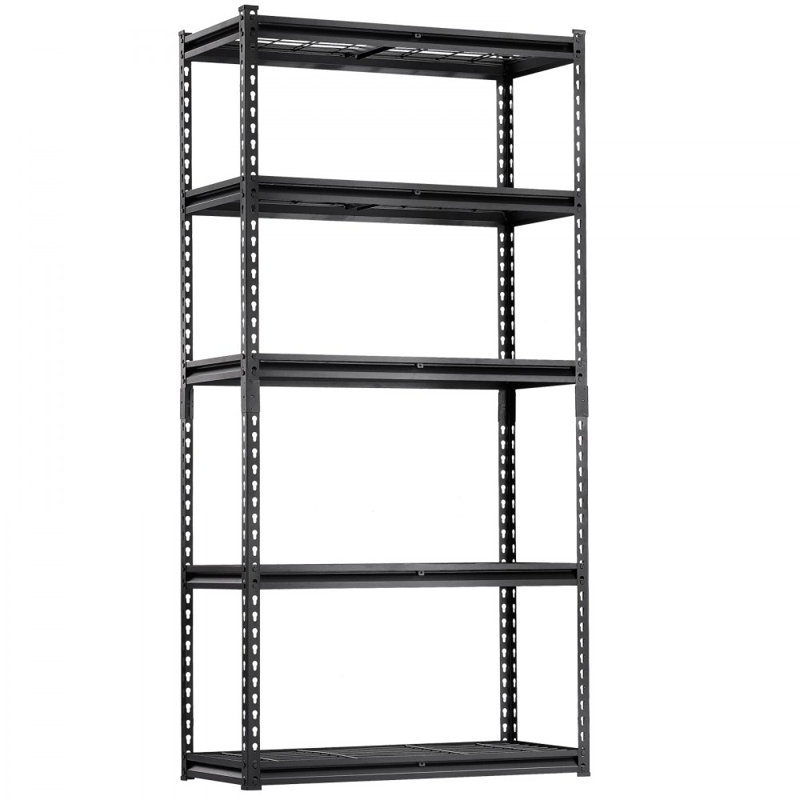 Étagères de rangement Étagères de garage robustes réglables, Noir mat, H 72 po x l 36 po x P 16 po