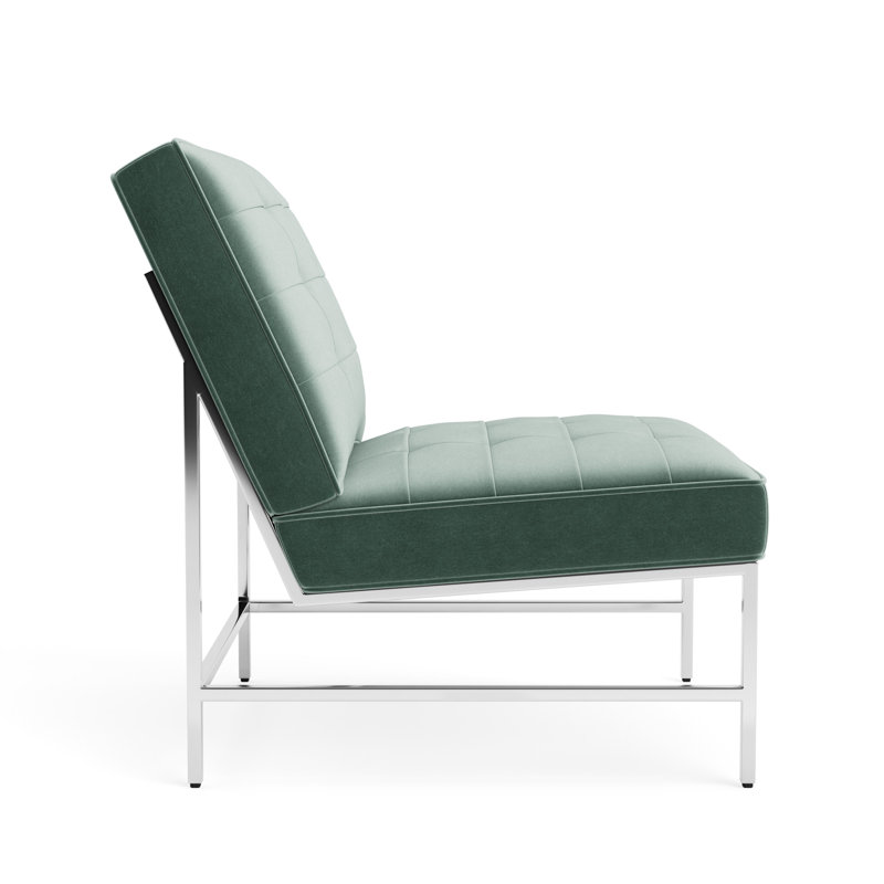 Major Chair, Performance Velvet - Jade, Polished Stainless Steel