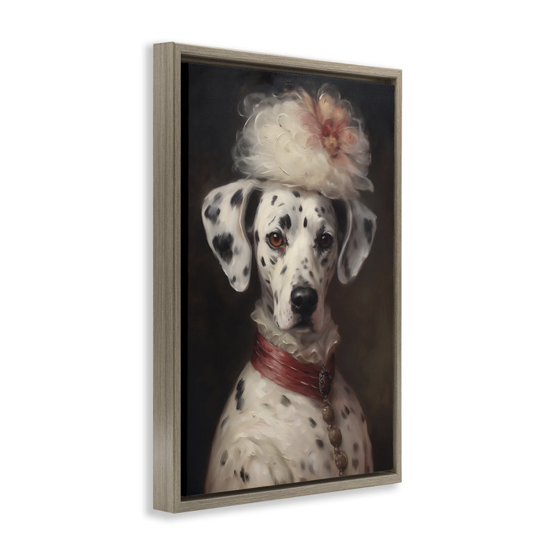 Cadre flottant dalmatien avec chapeau fantaisie, design par Wumples, Cadre flottant orme Montalcino, H 25 po x l 17 po