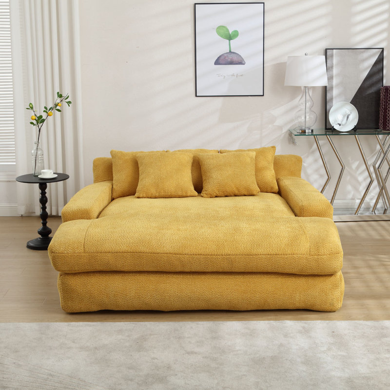 Canapé-lit rembourré Axiel, Jaune moutarde, H 25,2 po x l 66,93 po x P 72,44 po