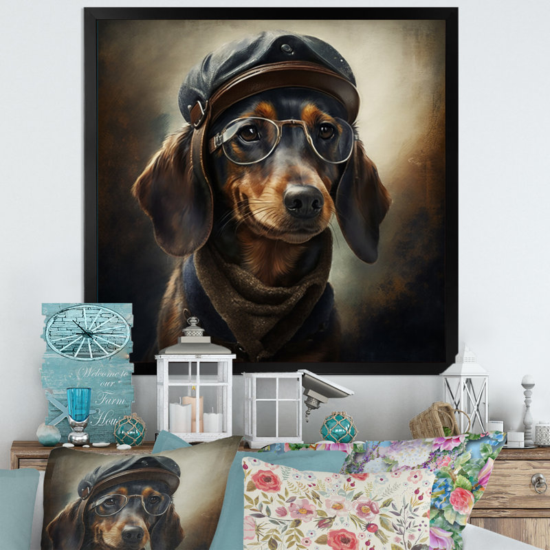 Portrait de chien - Impression sur toile, Impression noire sur toile encadrée, H 16 po x l 16 po x P 1 po