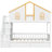 Twin Size Wooden House Roof Bunk Bed with Window Door and Roof,Storage Drawers and Staircase,White+Natural-724459898