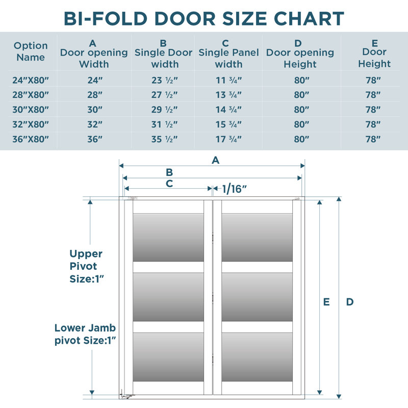 78" Frosted Glass Bi-fold Door with Installation Hardware Kit for 80" Door Opening Height, 28" x 80"