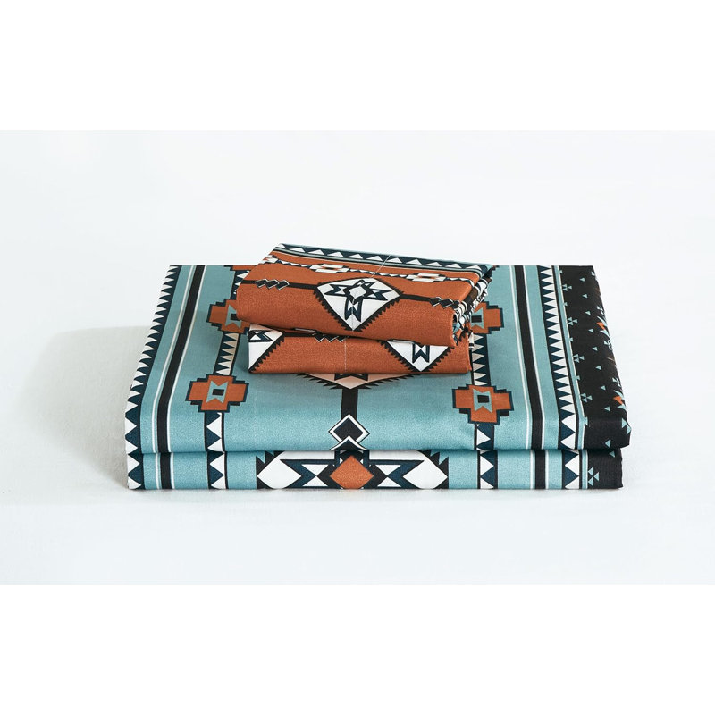 Southwestern Cabin Lodge Bedding Geometric Sheet Set, King