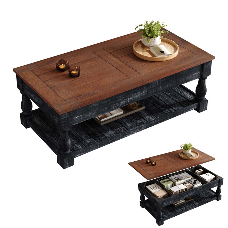 Table basse à plateau relevable rétro avec rangement intelligent et design multifonctionnel
