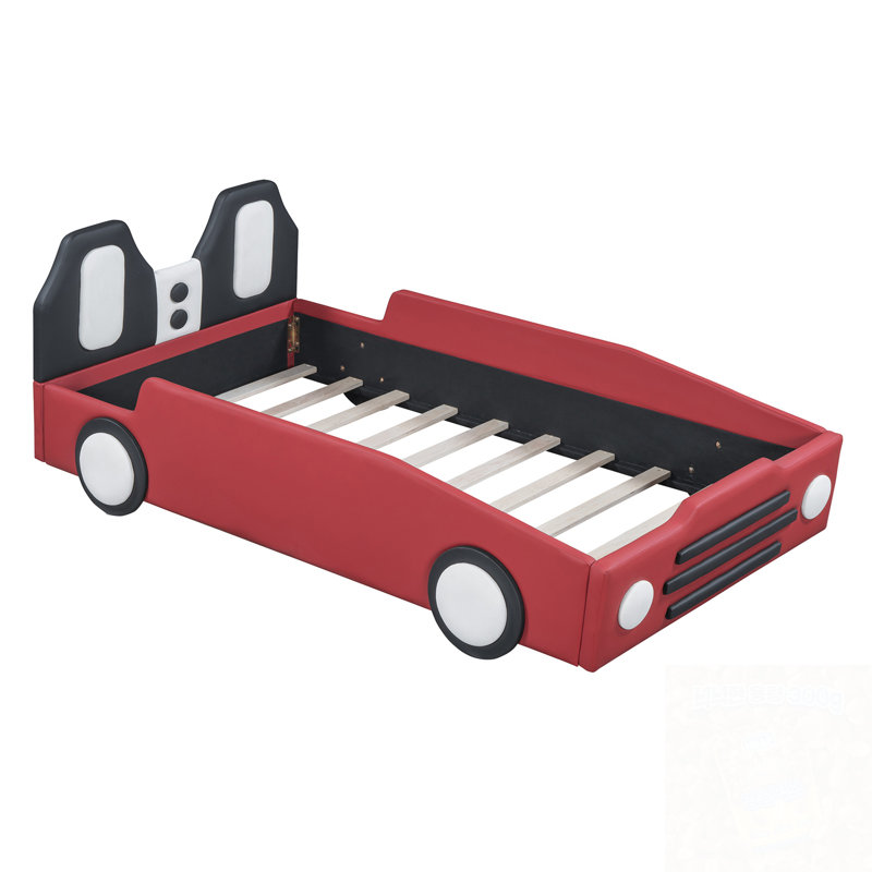 Lit plateforme simple avec roulettes, Rouge
