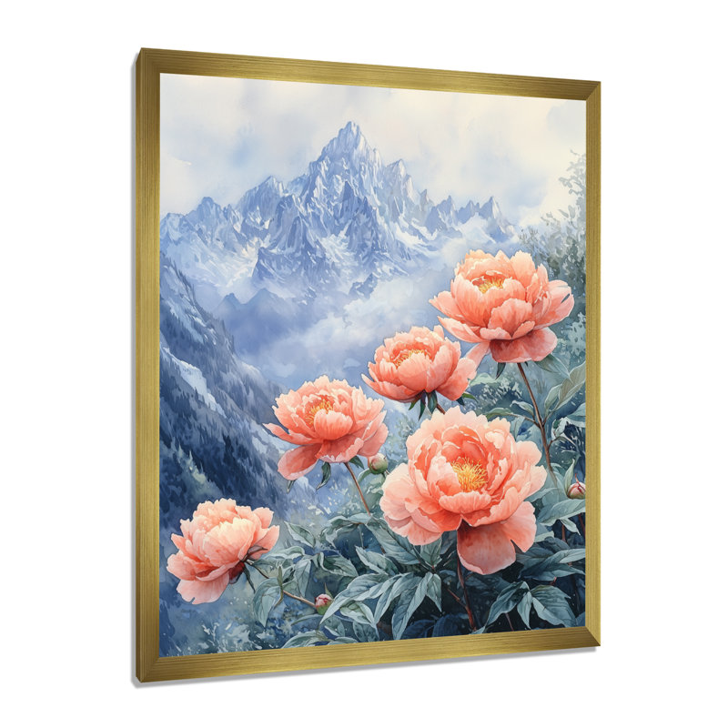 Giachetti - Floral Canvas Prints, 44" H x 34" W, Gold, Picture Framed