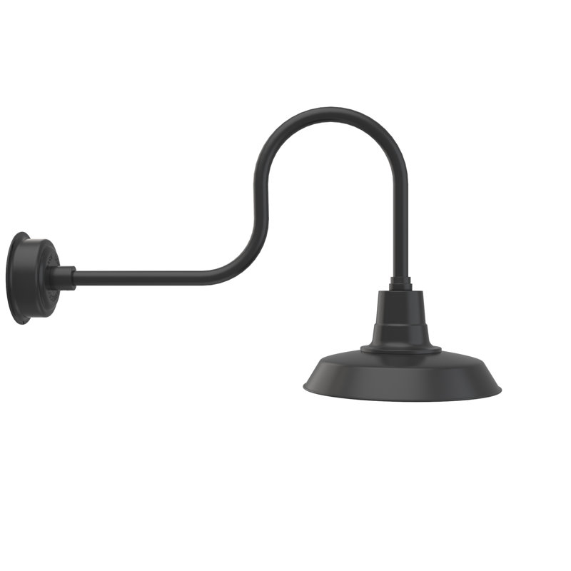 Luminaire de grange d’extérieur à del Haleigh, H 22,78 po x l 14 po x P 38 po, Noir mat
